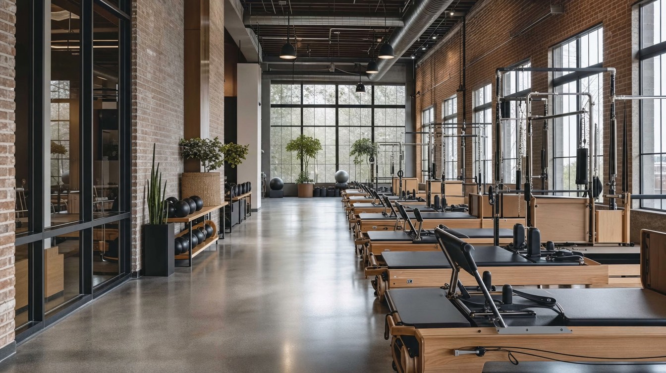 A modern boutique fitness studio interior