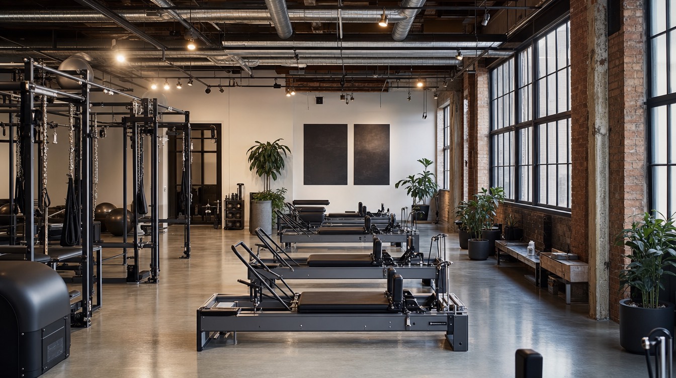 A modern boutique fitness studio interior